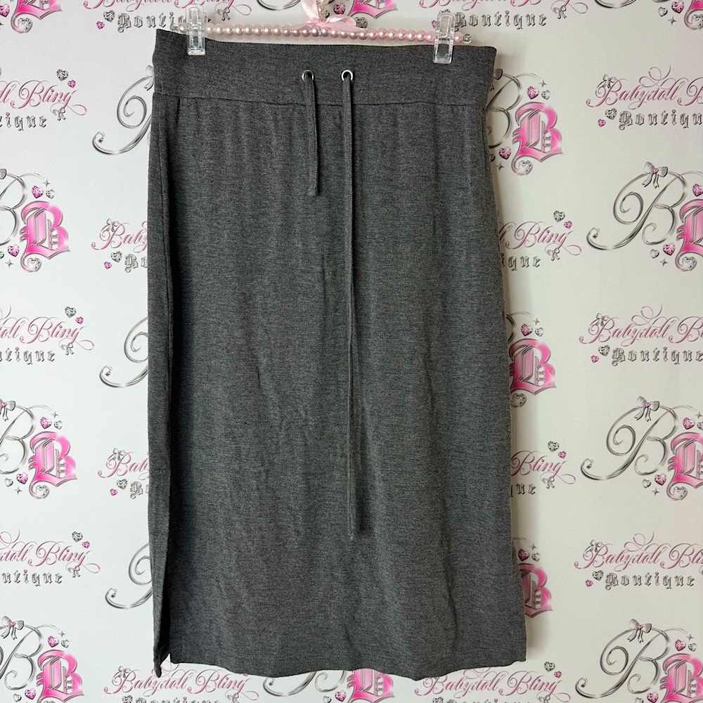 Press skirt tie up waist dark grey Elegant Charcoal Pencil Skirt